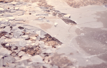 A thin crust of ice crunched. The first morning frosts turned the water into ice. Ice shattered...