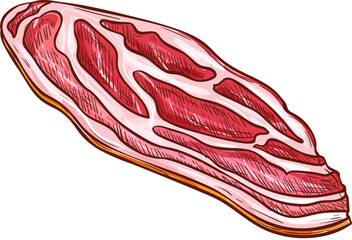 Thin marbled meat slice isolated icon