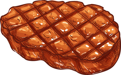 Cooked barbecue steak icon, grilled meat