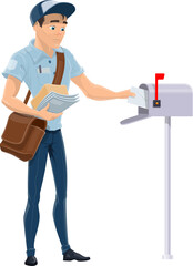 Postman put letters into postbox