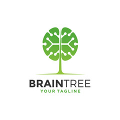 Brain Tree Logo Design Vector