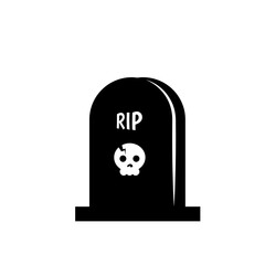 Dead man gravestone silhouette with cross Ghosts coming out of the graves on Halloween