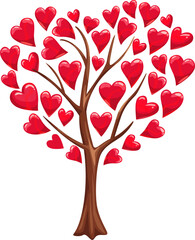 Fototapeta premium Romantic tree of love with hearts vector