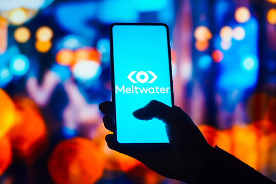 August 22, 2022, Brazil. In this photo illustration, the Meltwater logo is displayed on a smartphone screen.