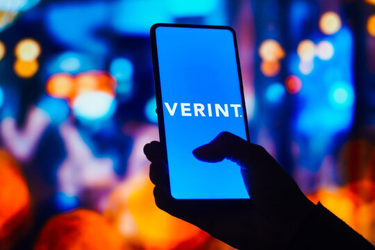 August 22, 2022, Brazil. In this photo illustration, the Verint Systems logo is displayed on a smartphone screen.