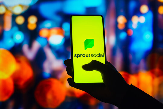 August 22, 2022, Brazil. In this photo illustration, the Sprout Social logo is displayed on a smartphone screen.