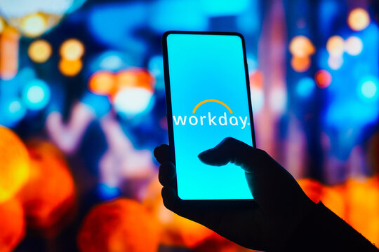 August 22, 2022, Brazil. In this photo illustration, the Workday logo is displayed on a smartphone screen.