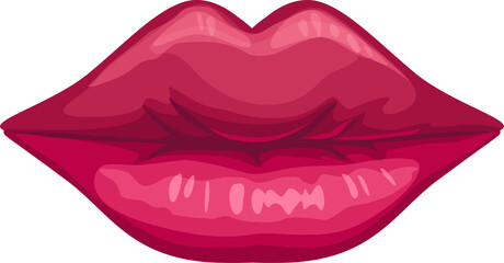 Lips isolated woman mouth, pink kiss