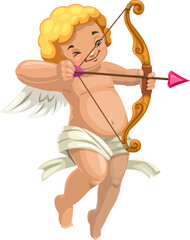Cupid with bow and arrow, isolated angel