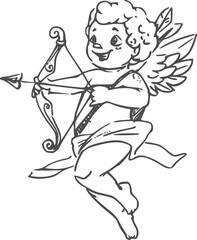 Fototapeta premium Winged boy Cupid with arrow and bow