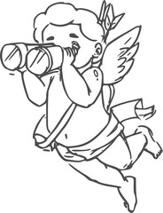 Eros winged god, isolated Amur or Cupid