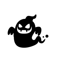 Scary face silhouettes of ghosts floating in the air to haunt people on Halloween night.