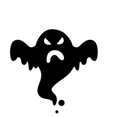 Scary face silhouettes of ghosts floating in the air to haunt people on Halloween night.