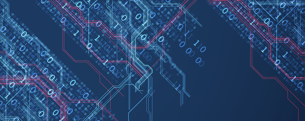 Abstract background on technological and scientific topics. Various techno details with using digital code. Vector format.