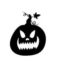 Pumpkin Silhouette Carving Horrible Ghost Face For Halloween Card Decoration