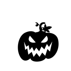 Pumpkin Silhouette Carving Horrible Ghost Face For Halloween Card Decoration