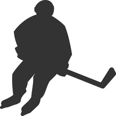 Adult ice hockey bandy player with stick isolated