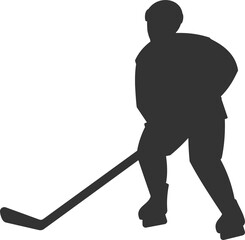 Ice hockey forward or defender player side view