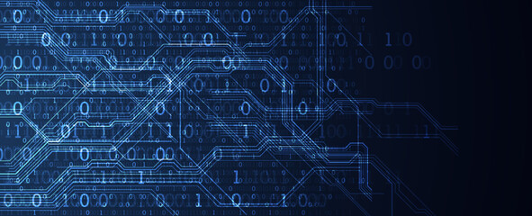 Abstract background on technological and scientific topics. Various techno details with using digital code. Vector format.