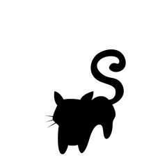Witch black cat silhouette For decorating the cards on Halloween.