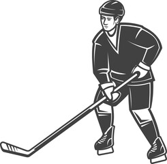 Bandy forward defender player black and white icon