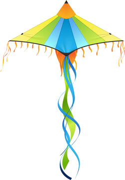 Flying kite of rainbow color isolated kids toy
