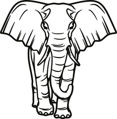 Elephant outline wild animal, vector illustration