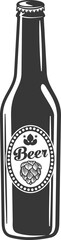 Closed glass bottle of craft hops beer isolated