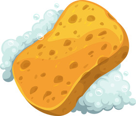Washing sponge in foam isolated soapy washcloth