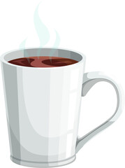 Hot coffee or tea cup with steaming drink isolated