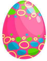 Painted pink Easter egg with glossy ornament