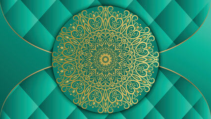Gold vintage greeting card. Beautiful floral mandala background design. Luxury ornamental mandala design. Invitation, Wedding card, Diwali, Decoration, India, Indian, Arabic, Damask, Asian, Turkish, © nhjenny