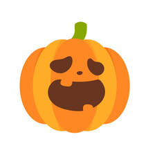 Haunted pumpkin. Listen to the gold carved ghost face. For decorating the Halloween card.