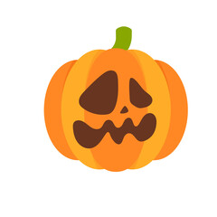 Haunted pumpkin. Listen to the gold carved ghost face. For decorating the Halloween card.