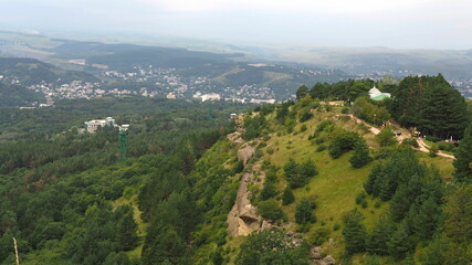 Fototapeta na wymiar Mountain landscapes. View of the city of Kislovodsk, landscape and picturesque places of the North Caucasus. Russia.