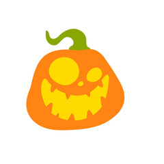 Haunted pumpkin. Listen to the gold carved ghost face. For decorating the Halloween card.