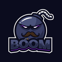 bomb logo. boom illustration with esport concept