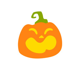 Haunted pumpkin. Listen to the gold carved ghost face. For decorating the Halloween card.