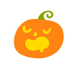 Haunted pumpkin. Listen to the gold carved ghost face. For decorating the Halloween card.