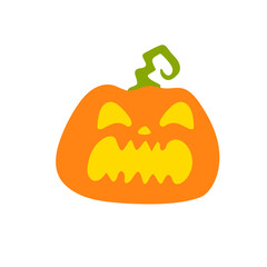 Haunted pumpkin. Listen to the gold carved ghost face. For decorating the Halloween card.