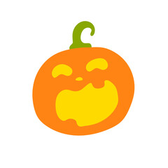Haunted pumpkin. Listen to the gold carved ghost face. For decorating the Halloween card.