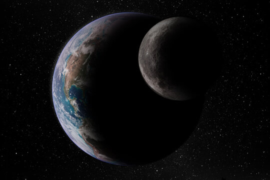 Planet Earth and moon. Elements of this image furnished from NASA.