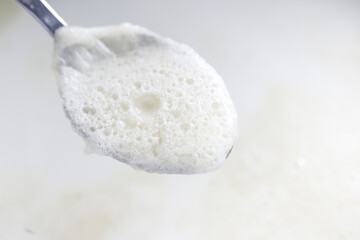 glass of whole cream milk, Cream of milk.