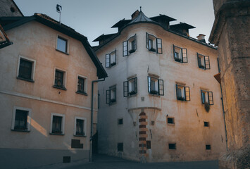 Fototapeta na wymiar Skofja Loka, Slovenia old city center. Travel in Europe