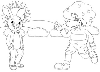 Easy coloring page rabbit for boys and girls