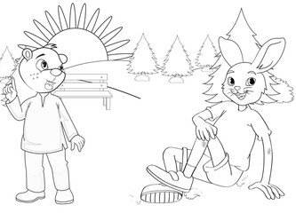 Easy coloring page rabbit for boys and girls