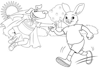 Easy coloring page rabbit for boys and girls