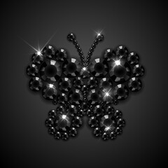 Black diamond butterfly - eps10 realistic vector of a butterfly decor