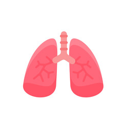 Lung icon. Lungs help to breathe oxygen into the human body. Body care concept