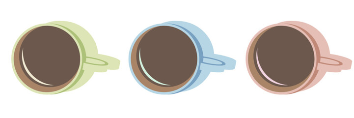 Coffee cup flat design vector image. Cup of coffee top view. Cup of coffee top view. flat style 